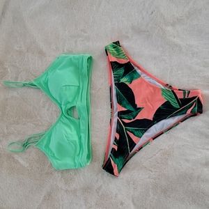 Cupshe Neon Palm Print Bikini